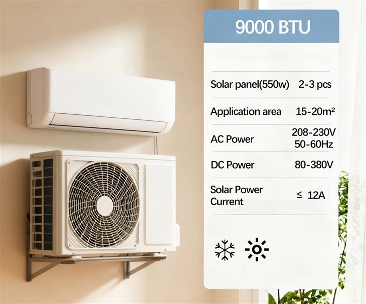 کولر گازی برق خورشیدی 9000btu برای خانه